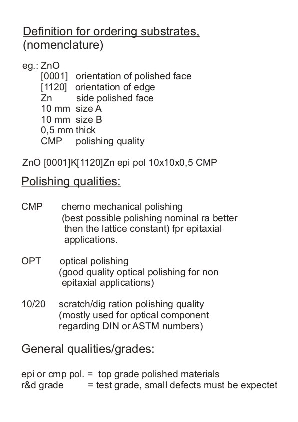 Definition for Ordering substrates, SurfaceNet GmbH Germany