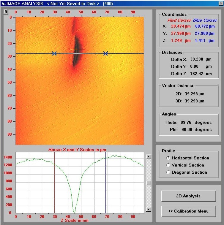  AFM of an Al2O3 wafer with GaN layer and a deep defect, SurfaceNet GmbH Germany